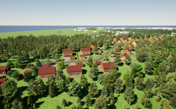 Vehmaistenkatu kuvattuna ilmasta havainnekuvana.