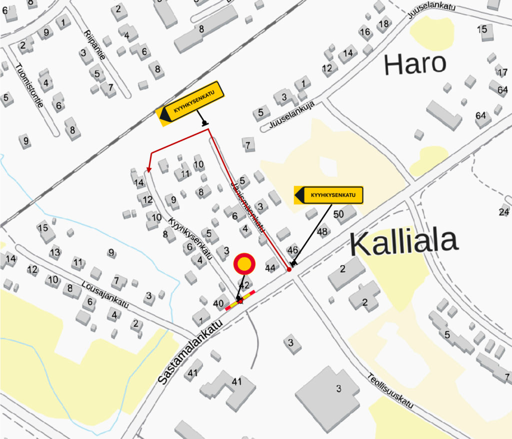 Kyyhkysenkatu kiertotie Jänismäenkadun kautta